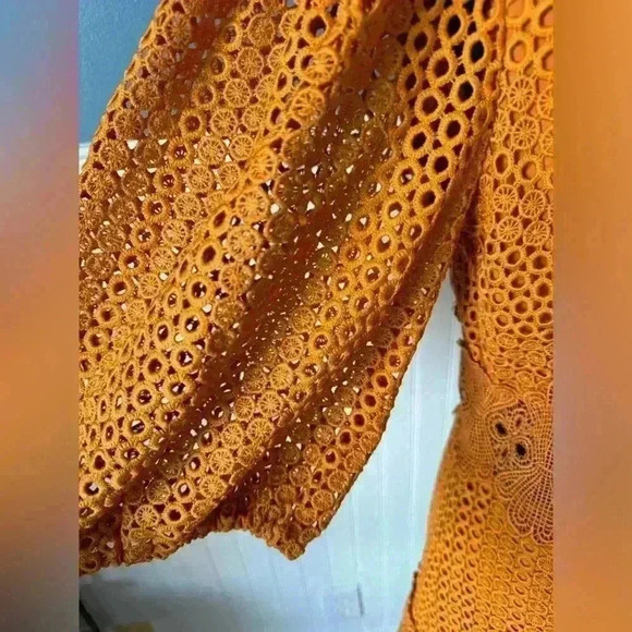 Saylor Milo Puff Sleeve Dress ~ Burnt Orange ~ Large - Picture 7 of 9